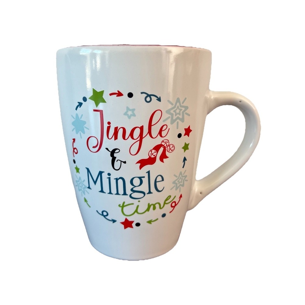 FabulousHome Jingle &‎ Mingle Time Christmas Coffee Mug White Red Holiday Cup